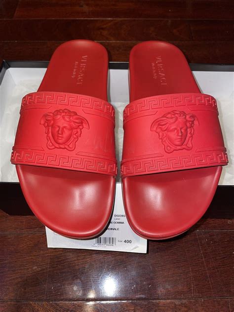 how much are versace sandles red|versace slides images.